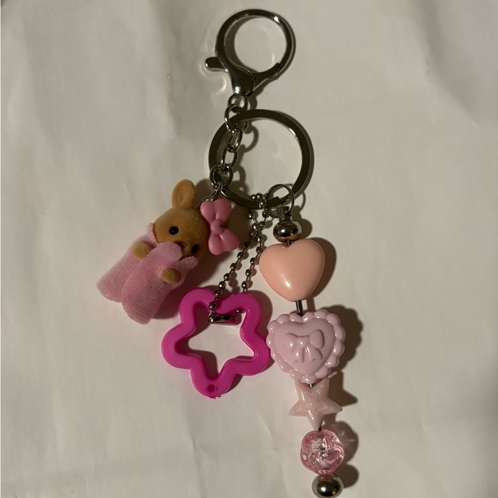 Pink Heart and Star Keychain Toy